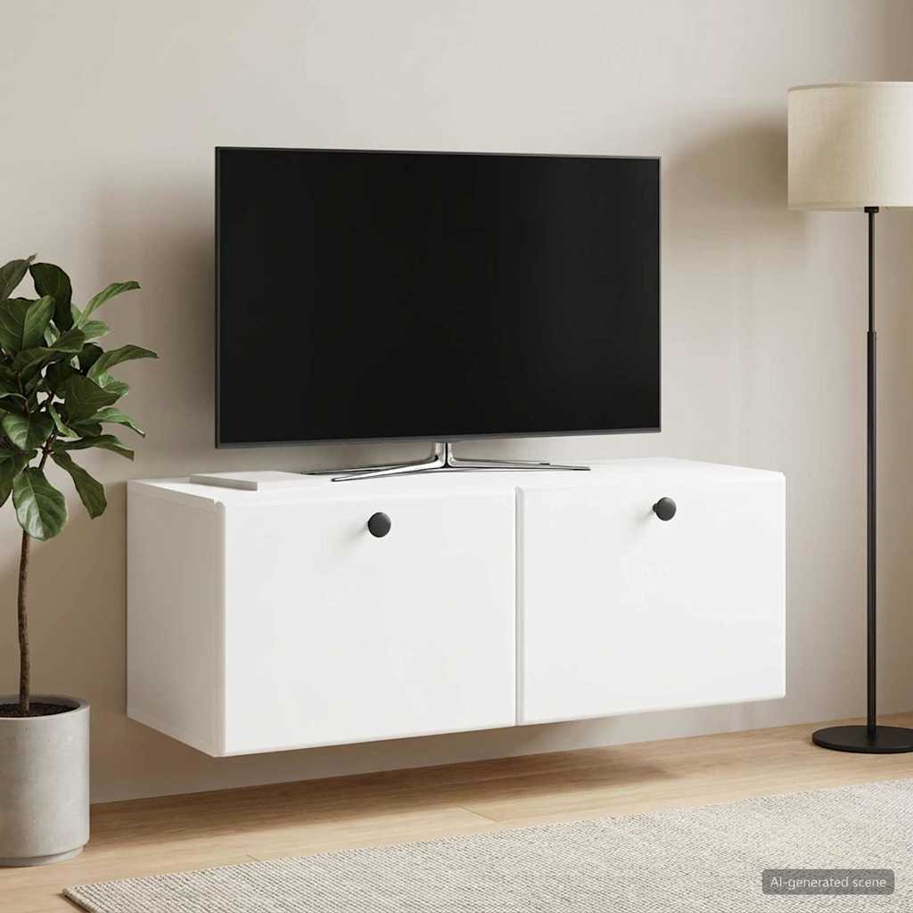 Fali TV szekrény 78,5 x 31 x 30 cm Fehér Szerelt Fa