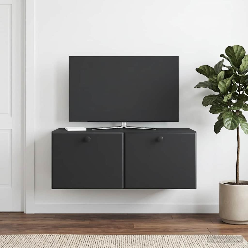 Fali TV szekrény 78,5 x 31 x 30 cm Fekete Szerelt Fa