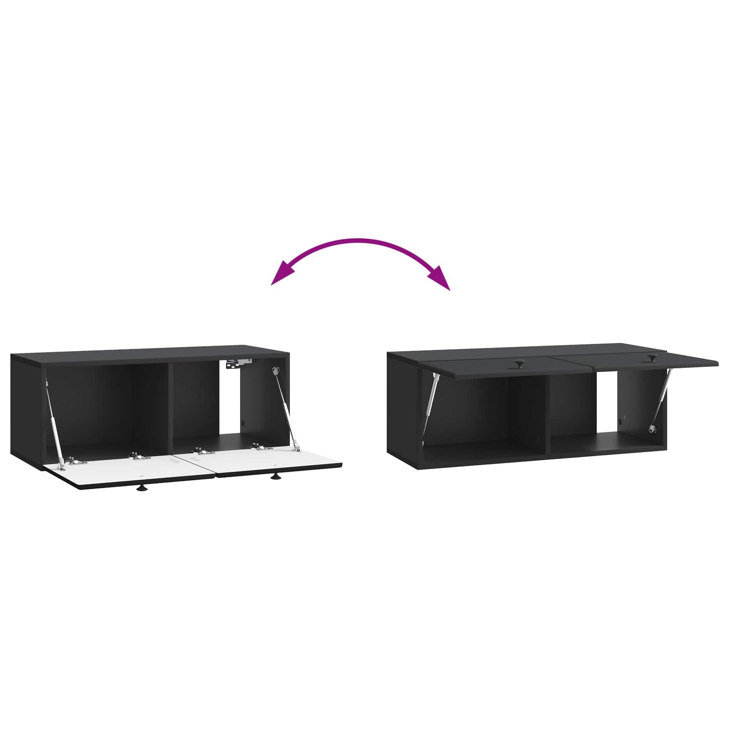 Fali TV szekrény 78,5 x 31 x 30 cm Fekete Szerelt Fa