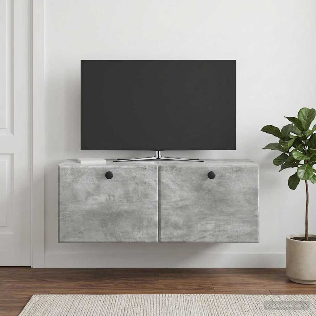 Fali TV szekrény 78,5 x 31 x 30 cm Betonszürke Szerelt Fa