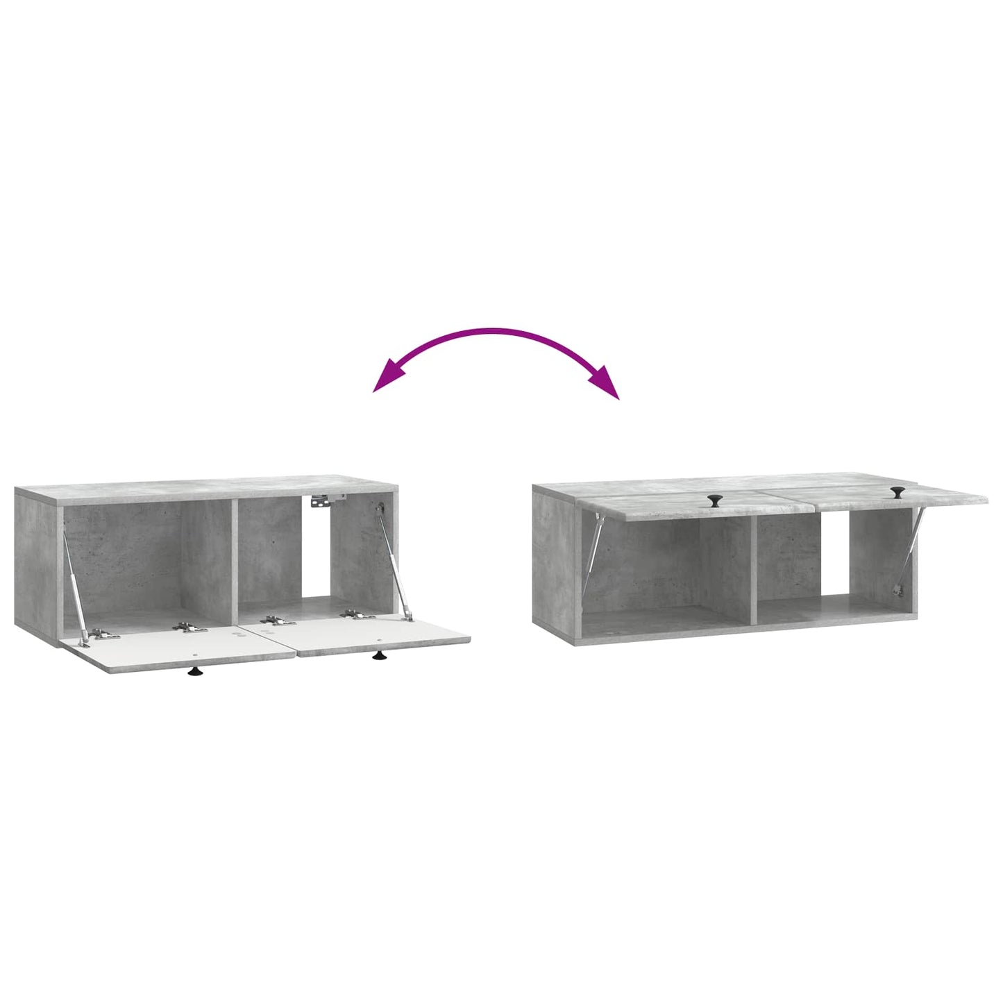Fali TV szekrény 78,5 x 31 x 30 cm Betonszürke Szerelt Fa