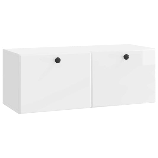 Fali TV szekrény 78,5 x 31 x 30 cm Magasfényű Fehér Szerelt Fa