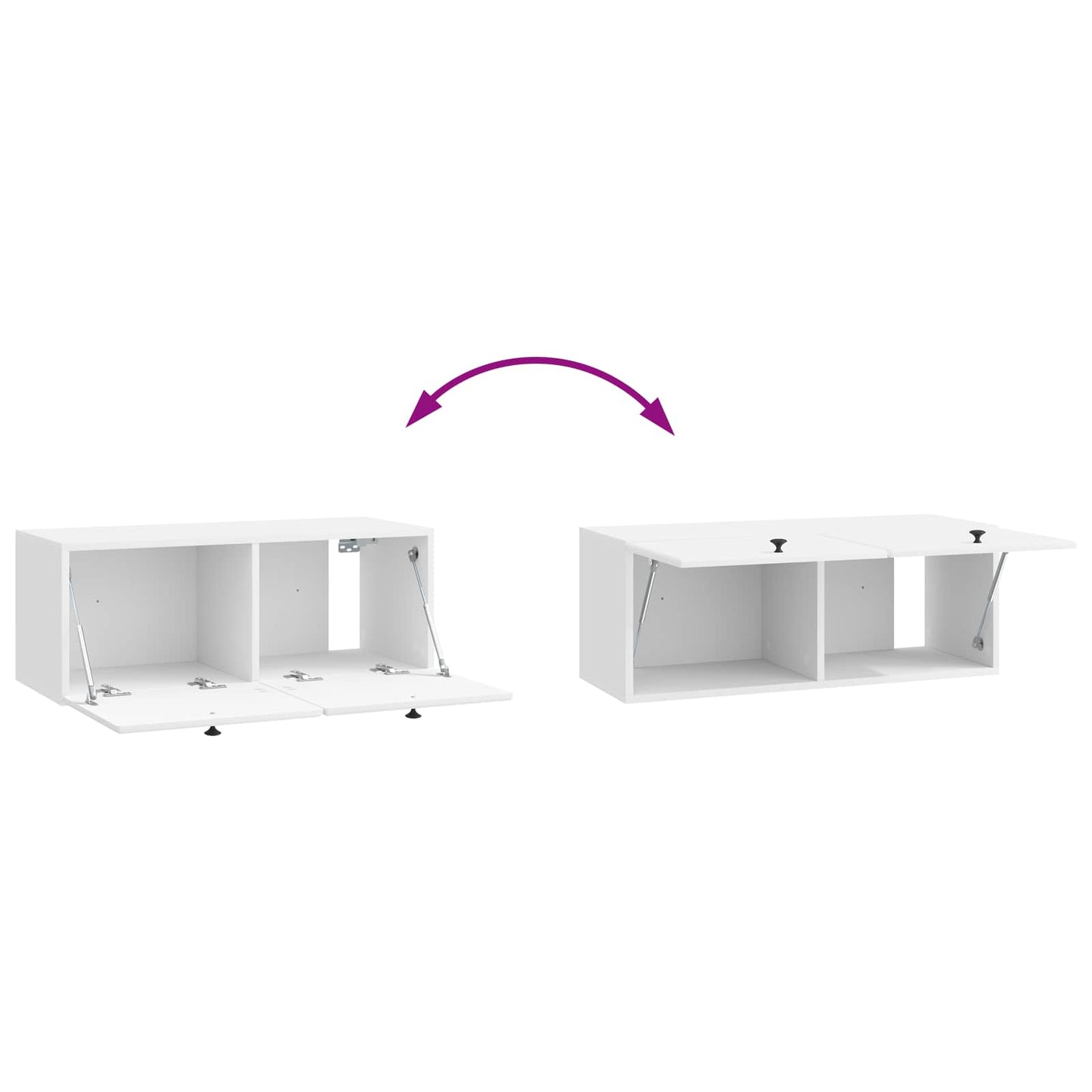 Fali TV szekrény 78,5 x 31 x 30 cm Magasfényű Fehér Szerelt Fa