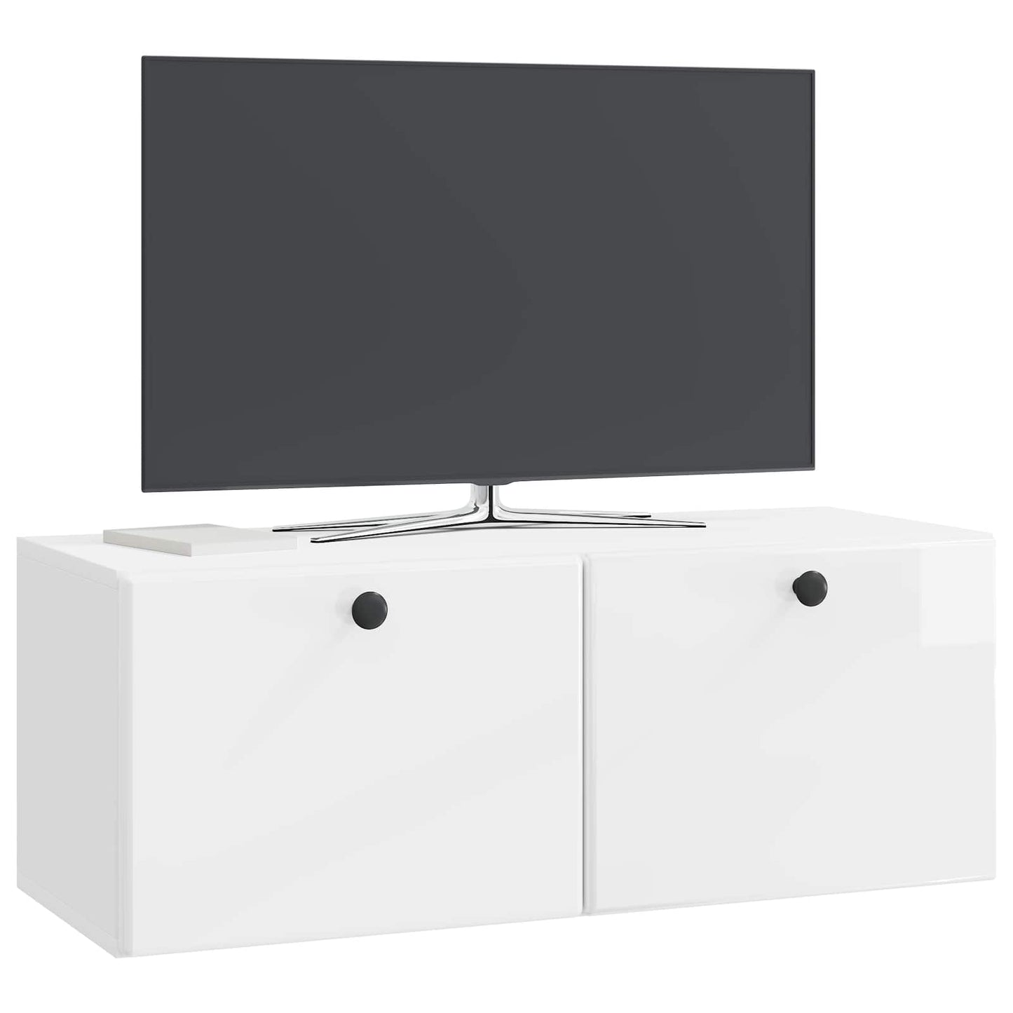 Fali TV szekrény 78,5 x 31 x 30 cm Magasfényű Fehér Szerelt Fa