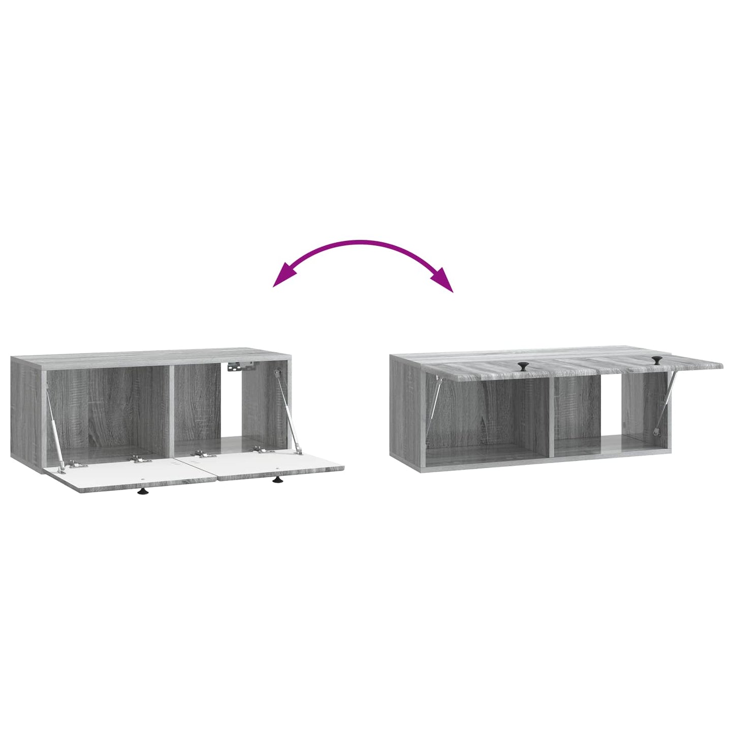 Fali TV szekrény 78,5 x 31 x 30 cm Szürke Sonoma Szerelt Fa