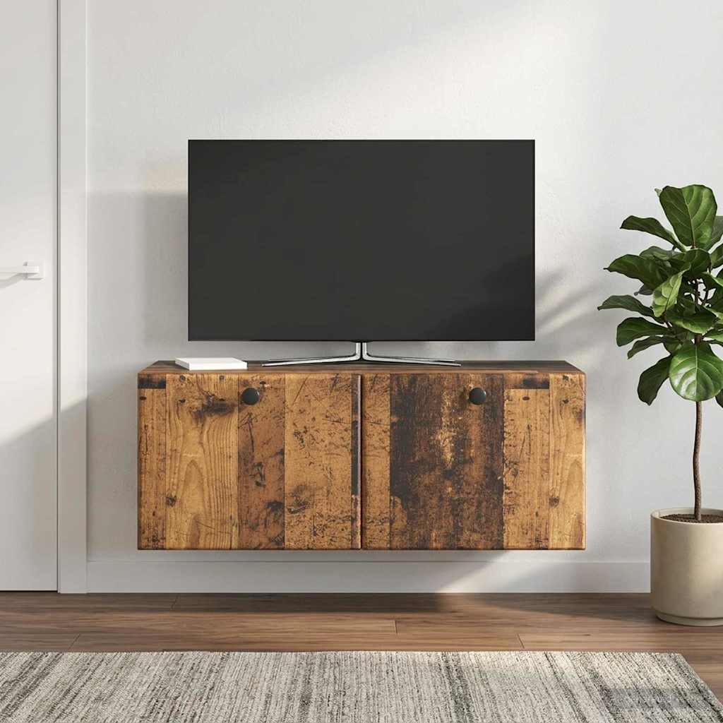 Fali TV szekrény 78,5 x 31 x 30 cm Antik Fa Szerelt Fa