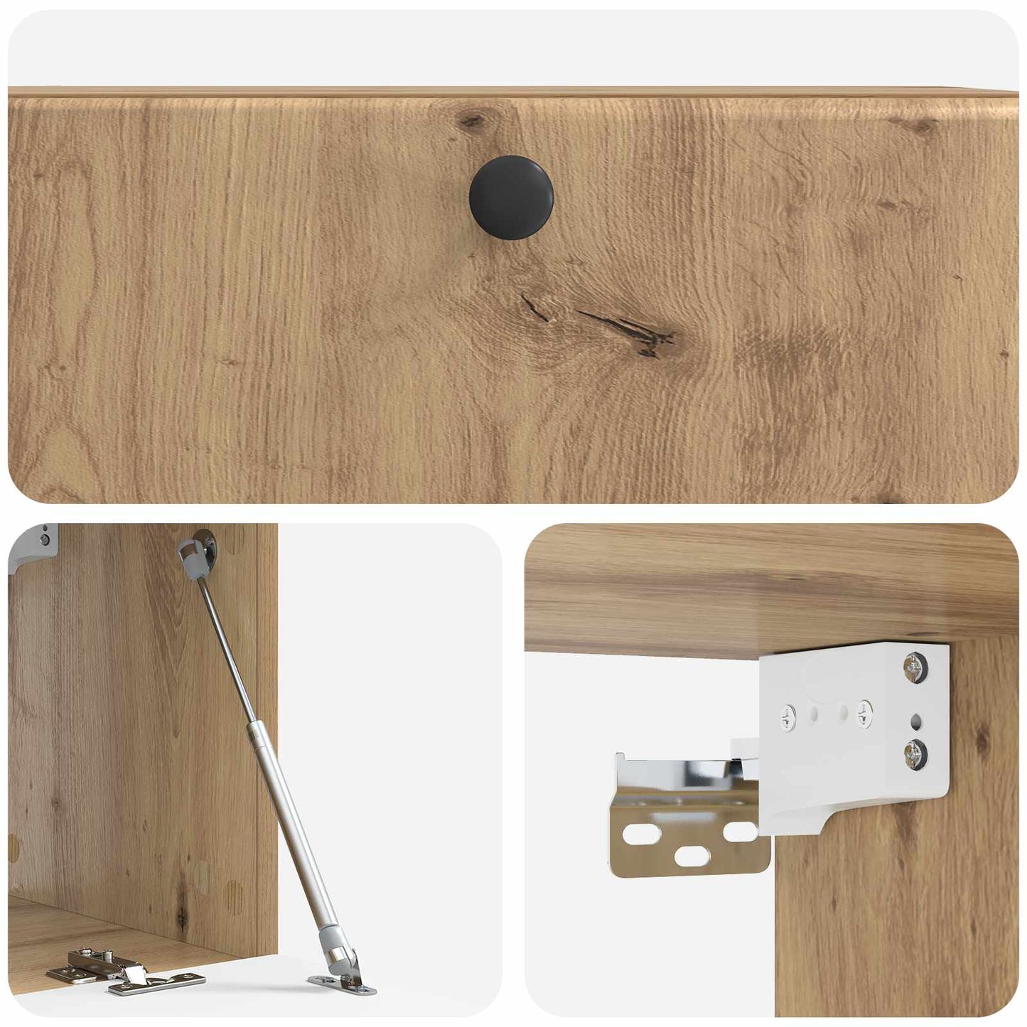 Fali TV szekrény 78,5 x 31 x 30 cm Kézműves Tölgy Szerelt Fa