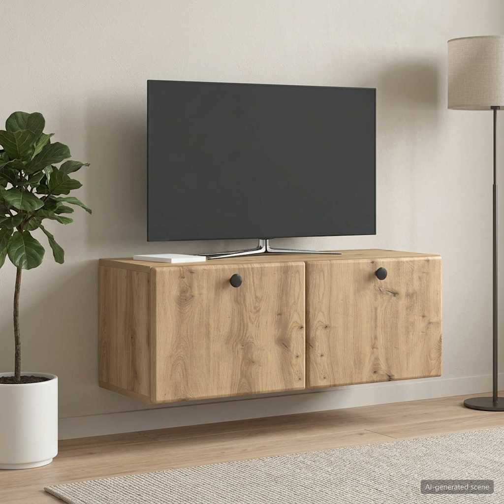 Fali TV szekrény 78,5 x 31 x 30 cm Kézműves Tölgy Szerelt Fa