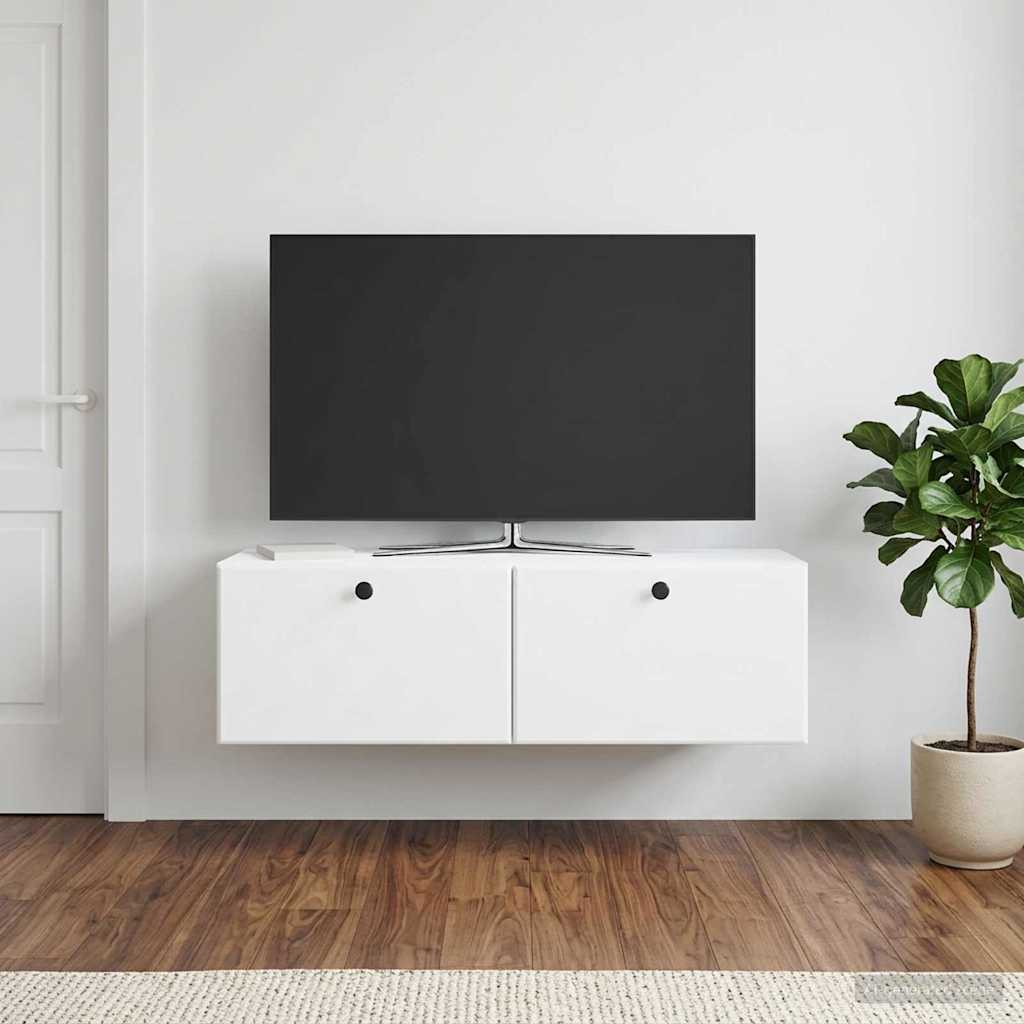 Fali TV szekrény 98 x 31 x 30 cm Fehér Szerelt Fa