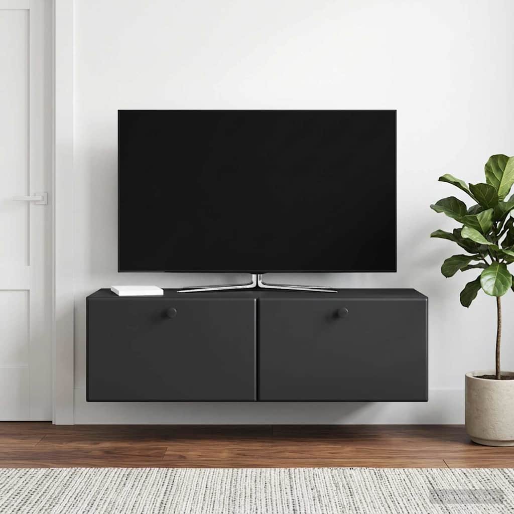 Fali TV szekrény 98 x 31 x 30 cm Fekete Szerelt Fa