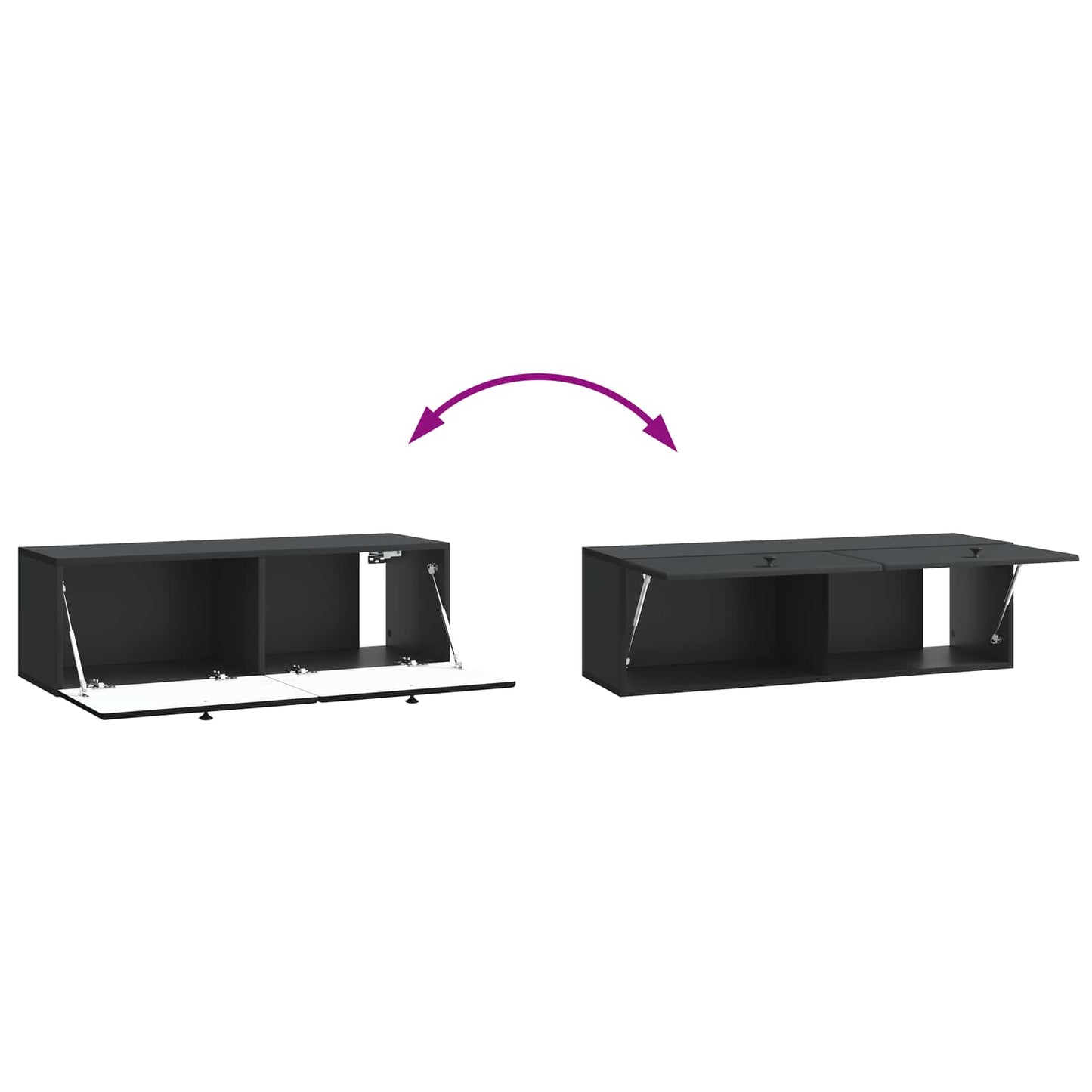 Fali TV szekrény 98 x 31 x 30 cm Fekete Szerelt Fa