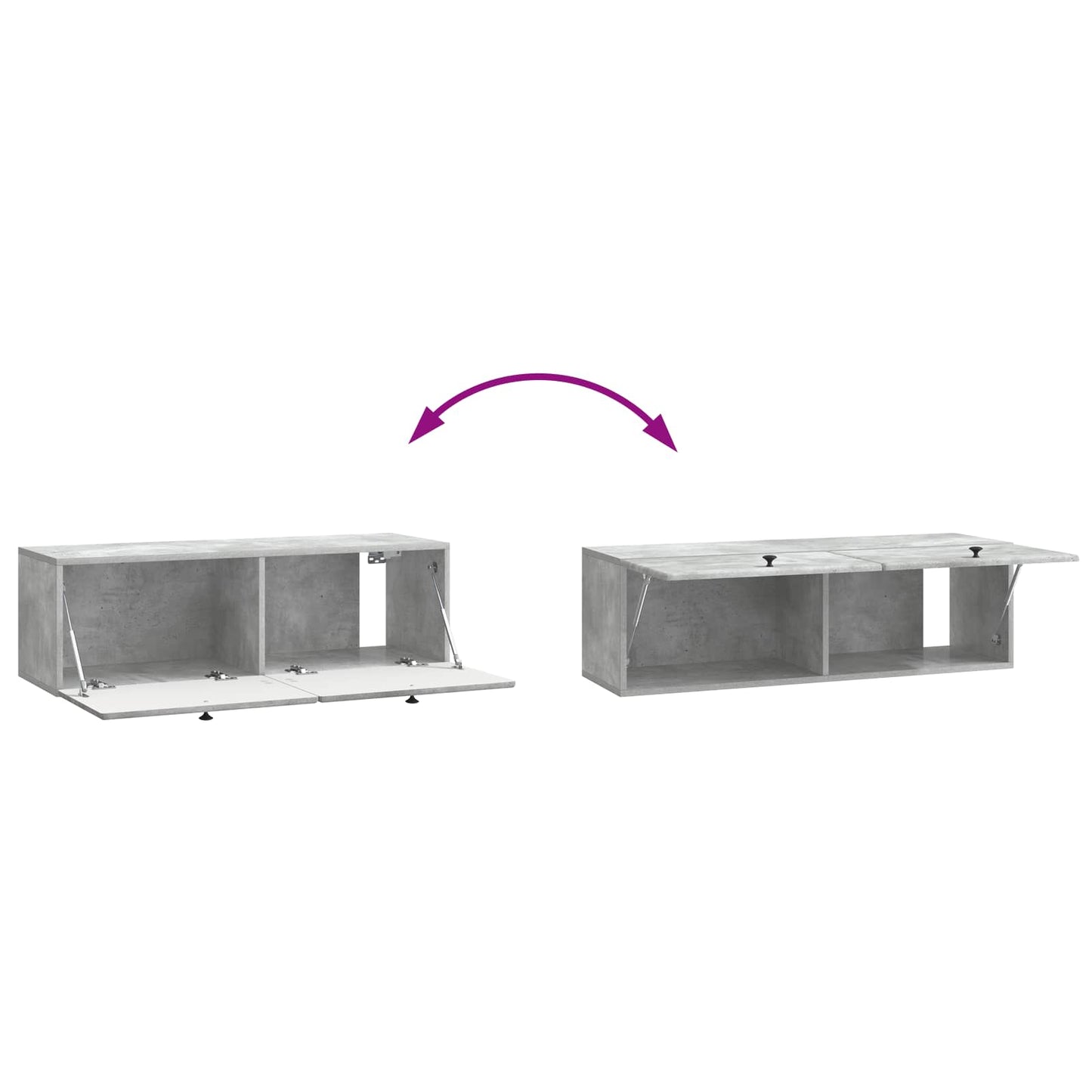 Fali TV szekrény 98 x 31 x 30 cm Betonszürke Szerelt Fa