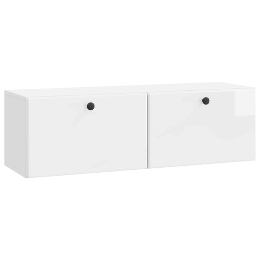 Fali TV szekrény 98 x 31 x 30 cm Magasfényű Fehér Szerelt Fa