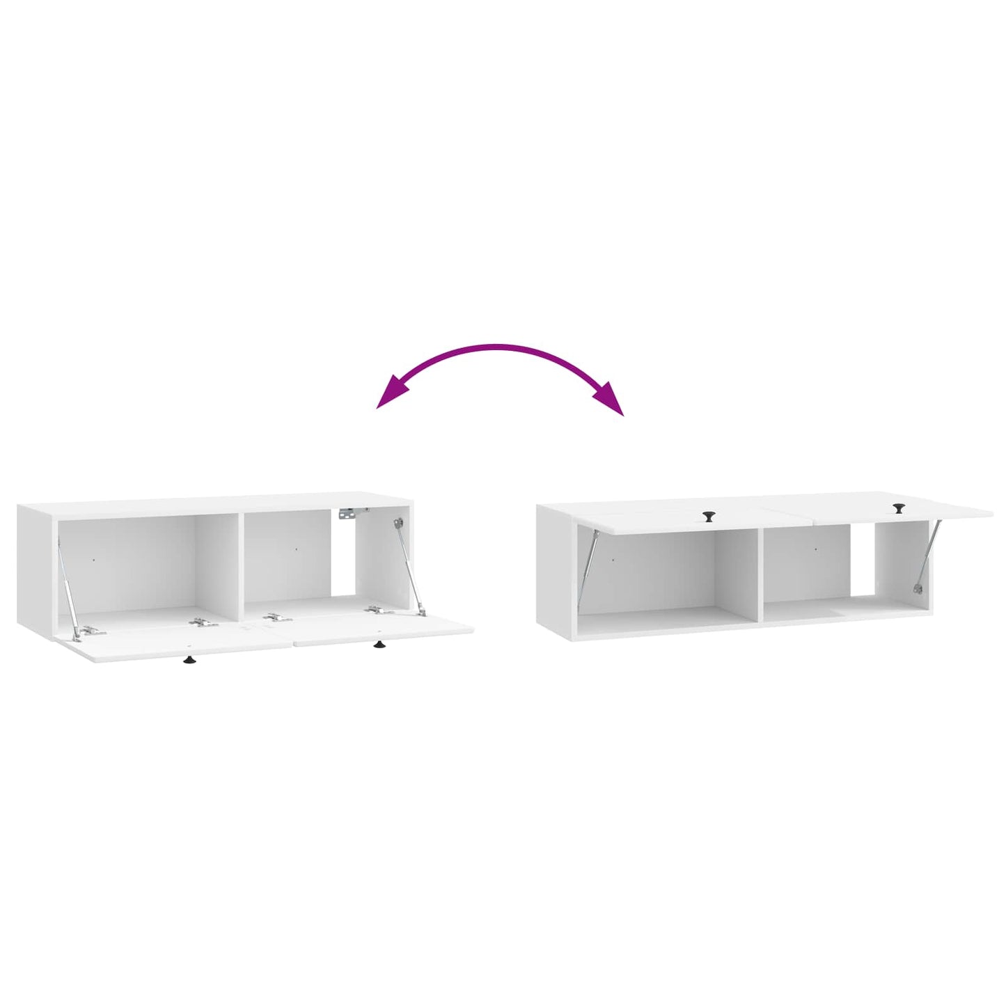 Fali TV szekrény 98 x 31 x 30 cm Magasfényű Fehér Szerelt Fa