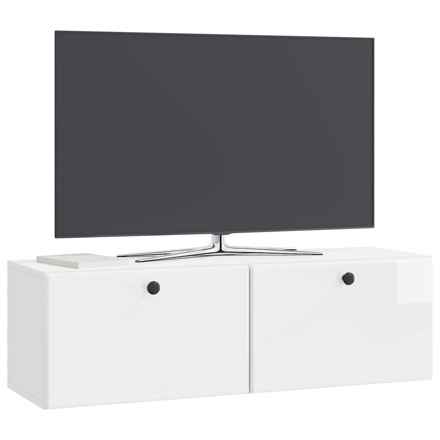 Fali TV szekrény 98 x 31 x 30 cm Magasfényű Fehér Szerelt Fa