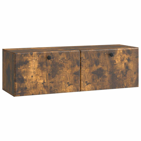 Fali TV szekrény 98 x 31 x 30 cm Füstös Tölgy Szerelt Fa