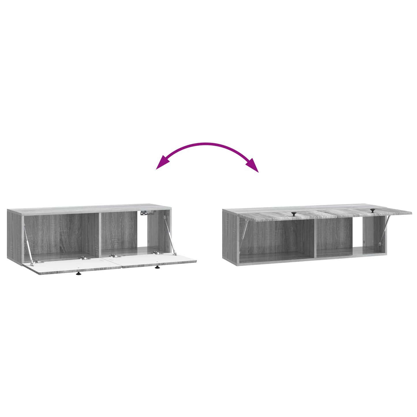 Fali TV szekrény 98 x 31 x 30 cm Szürke Sonoma Szerelt Fa