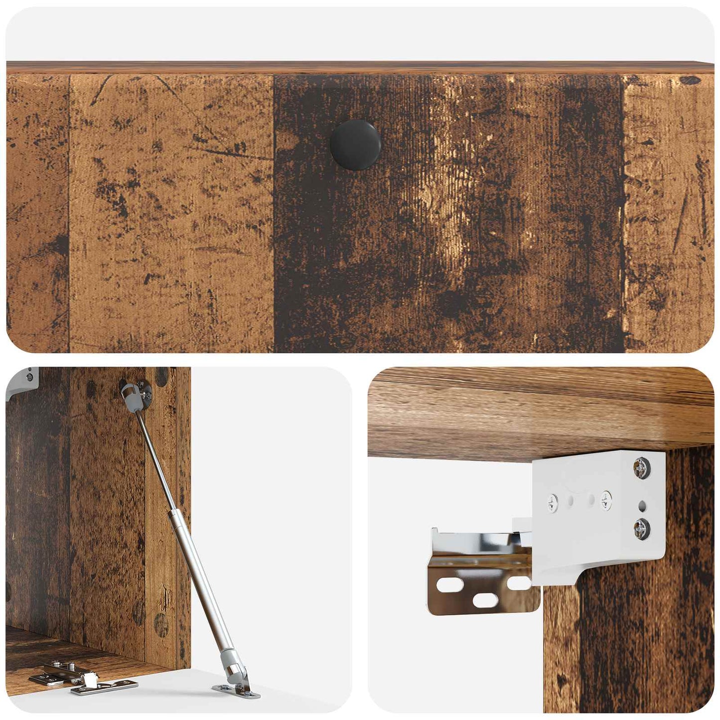 Fali TV szekrény 98 x 31 x 30 cm Antik Fa Szerelt Fa