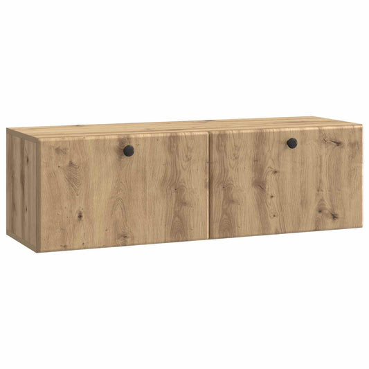 Fali TV szekrény 98 x 31 x 30 cm Kézműves Tölgy Szerelt Fa