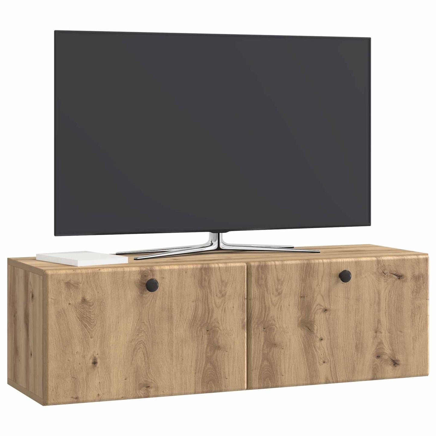 Fali TV szekrény 98 x 31 x 30 cm Kézműves Tölgy Szerelt Fa