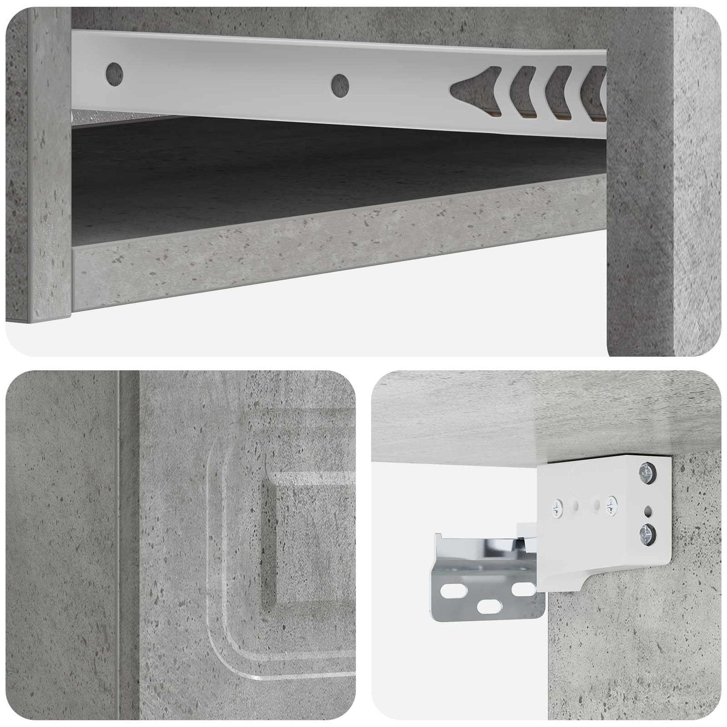 Fali oldaltábla Betonszürke 87,5 x 34,5 x 17 cm Szerelt Fa