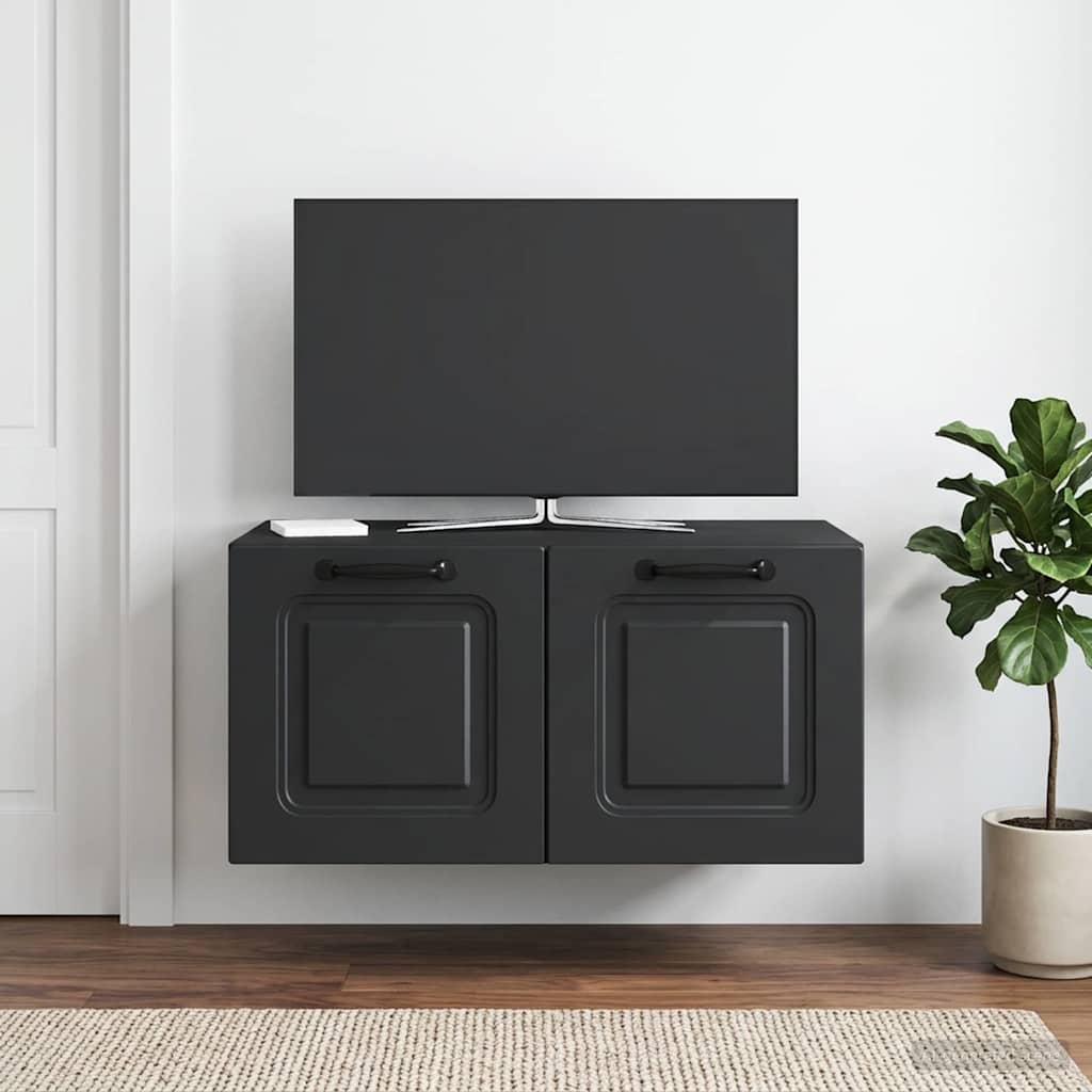 Fali TV szekrény Fekete 59,5 x 41 x 30 cm Szerelt Fa
