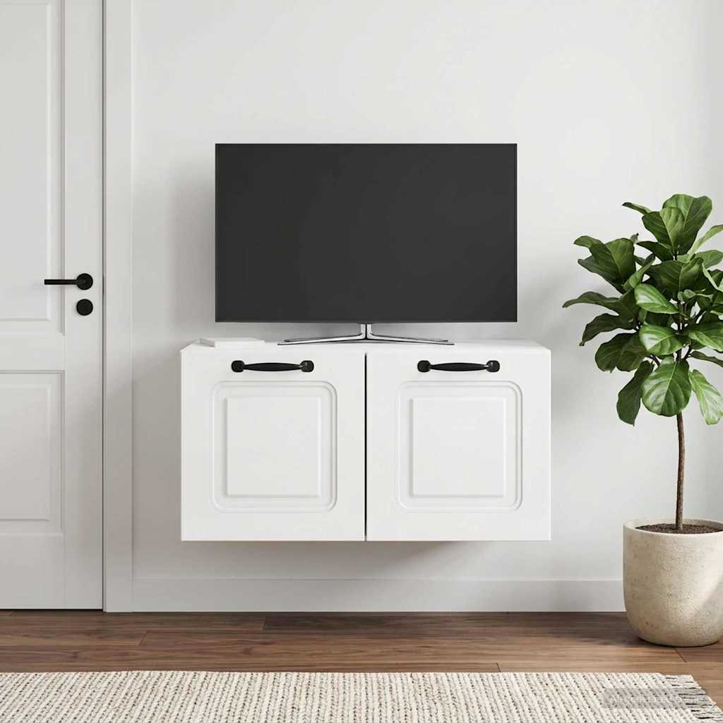 Fali TV szekrény Magasfényű Fehér 59,5 x 41 x 30 cm Szerelt Fa