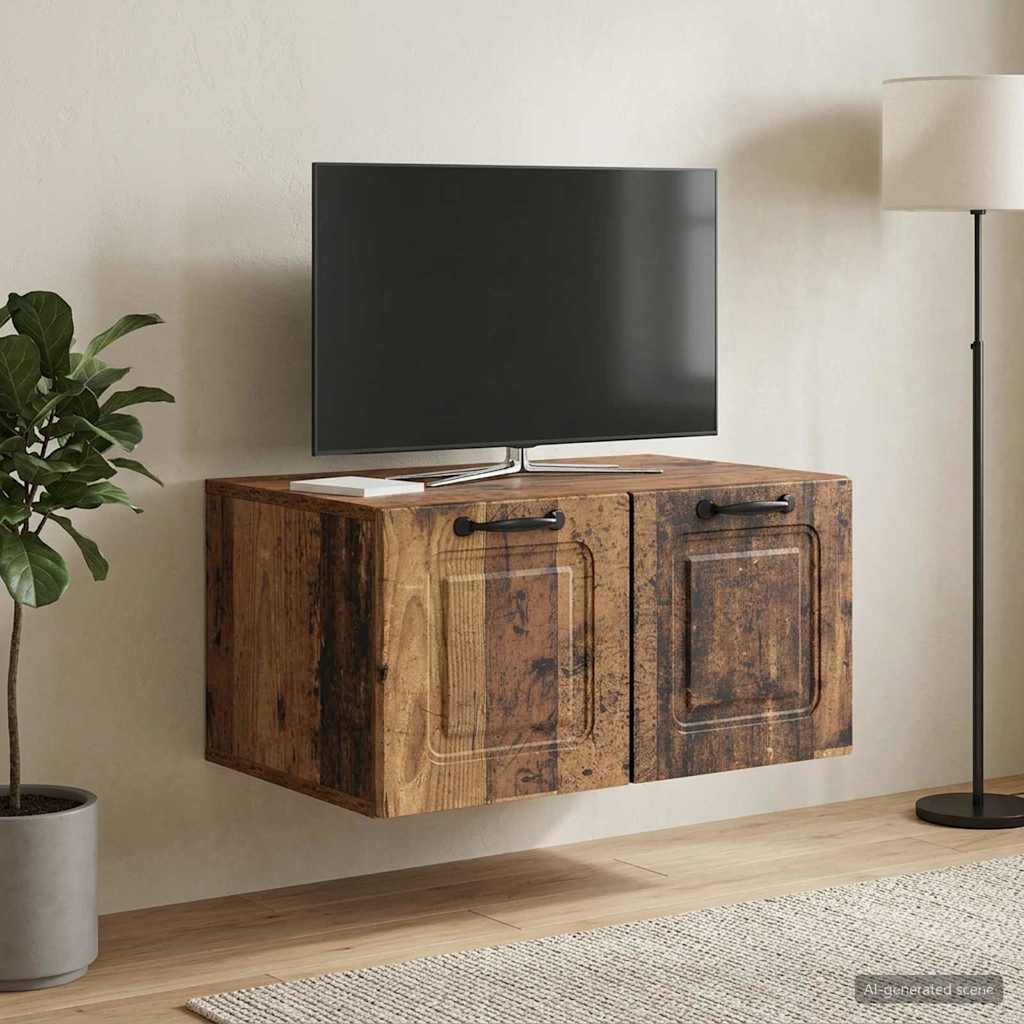 Fali TV szekrény Antik Fa 59,5 x 41 x 30 cm Szerelt Fa