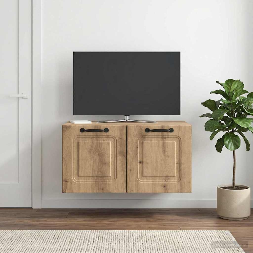 Fali TV szekrény 59,5 x 41 x 30 cm Kézműves Tölgy Szerelt Fa