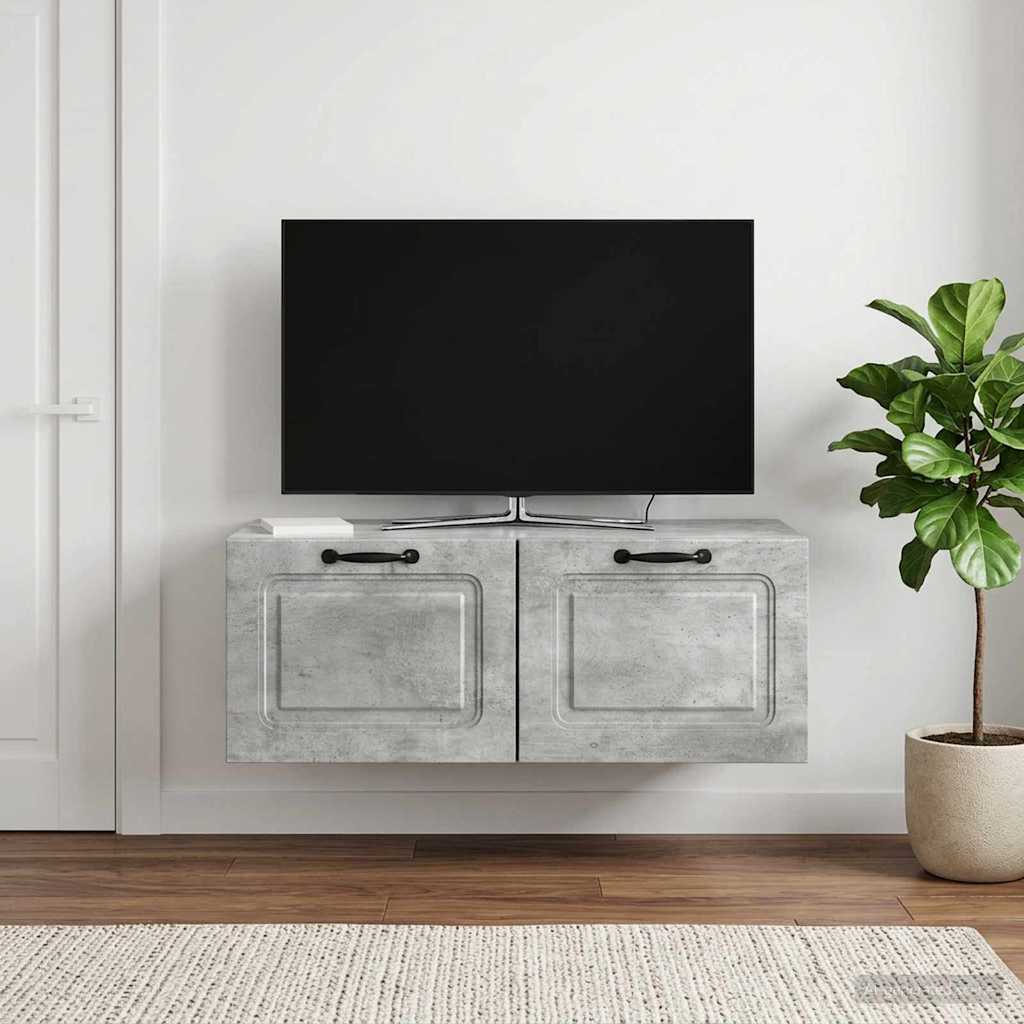 Fali TV szekrény Betonszürke 78,5 x 41 x 30 cm Szerelt Fa