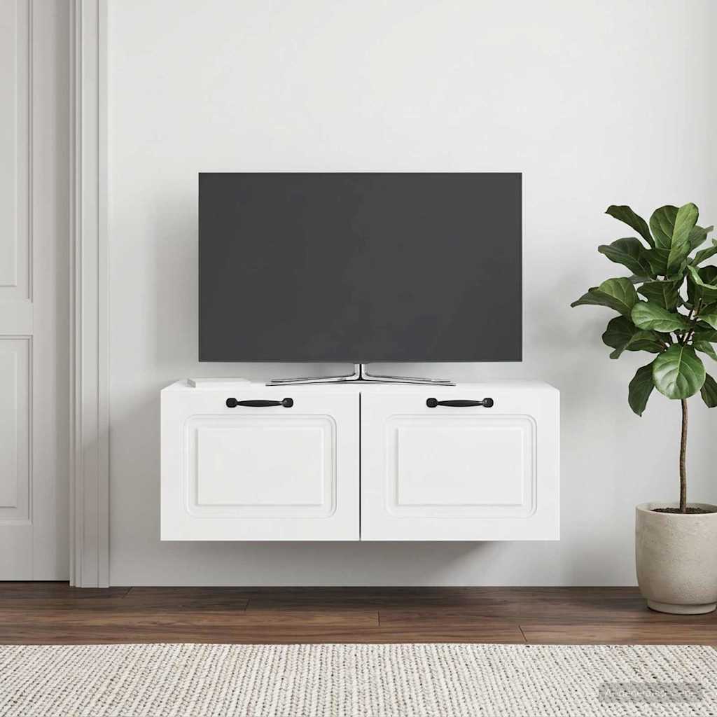 Fali TV szekrény Magasfényű Fehér 78,5 x 41 x 30 cm Szerelt Fa