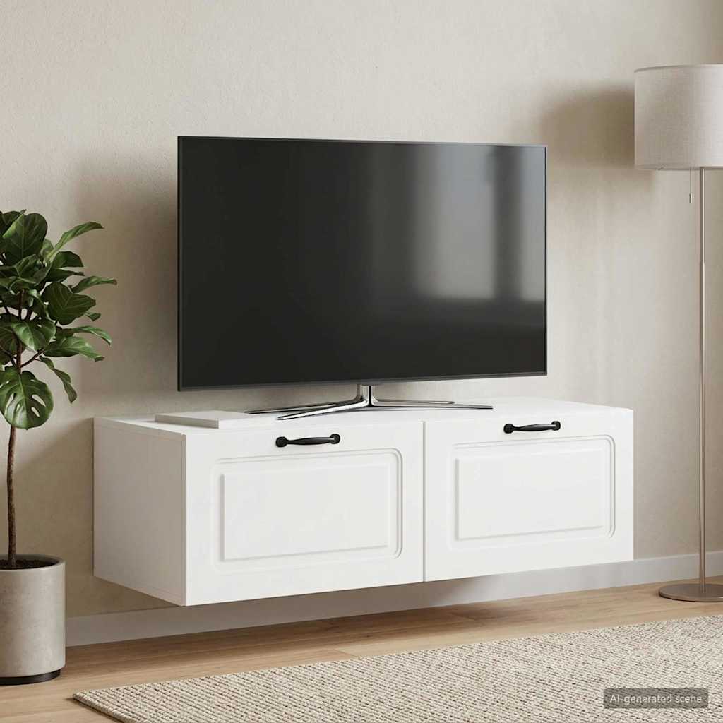 Fali TV szekrény Fehér 98 x 41 x 30 cm Szerelt Fa