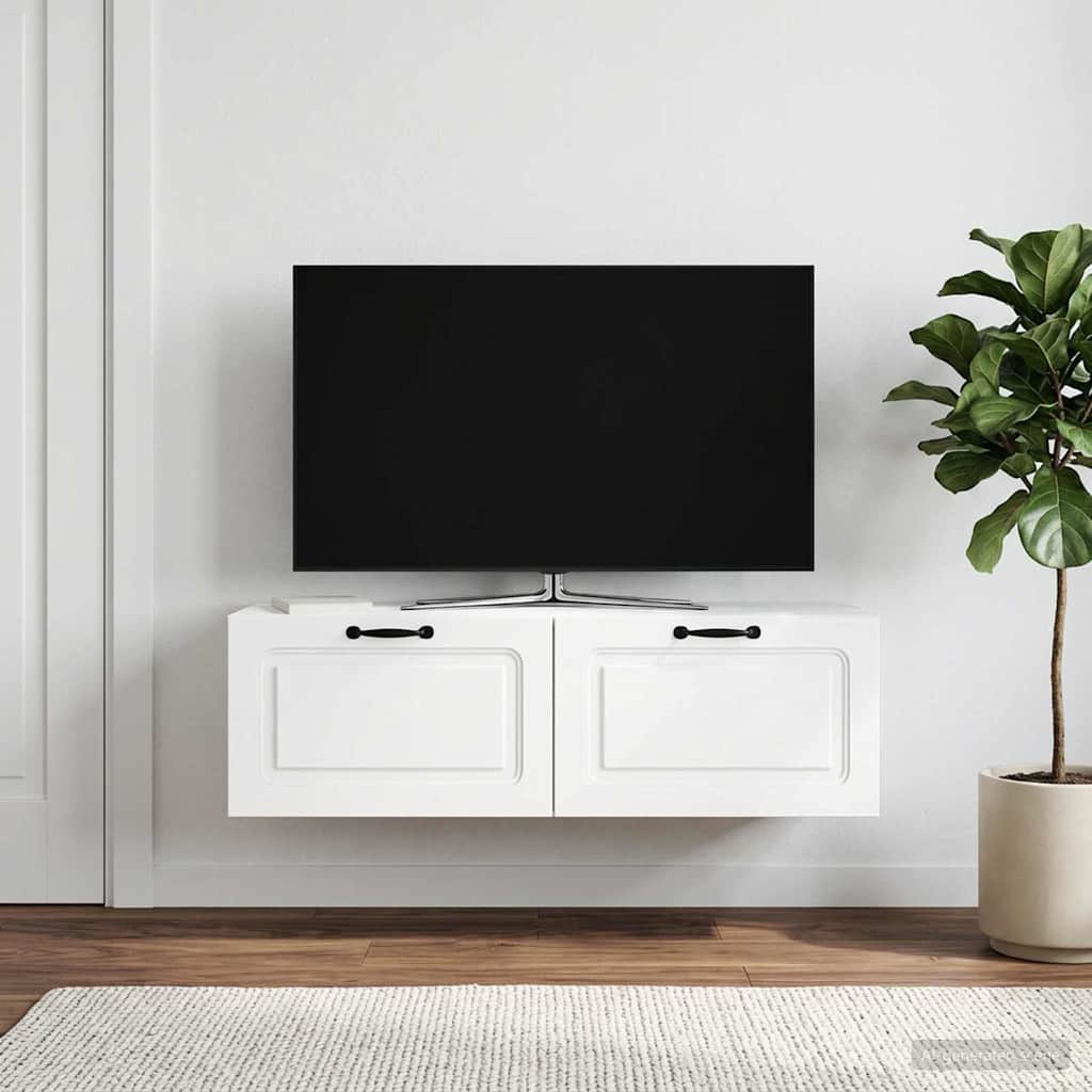 Fali TV szekrény Fehér 98 x 41 x 30 cm Szerelt Fa