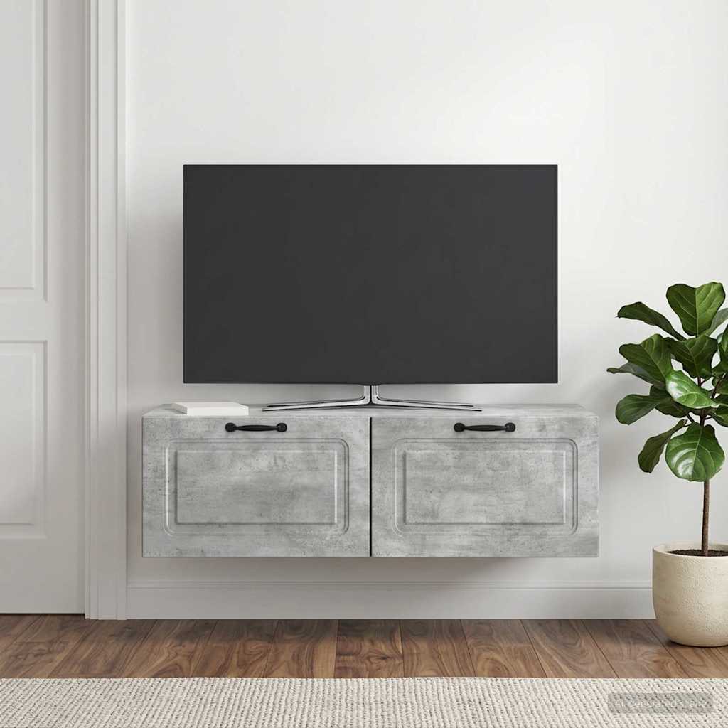 Fali TV szekrény Betonszürke 98 x 41 x 30 cm Szerelt Fa