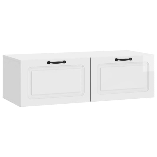 Fali TV szekrény Magasfényű Fehér 98 x 41 x 30 cm Szerelt Fa