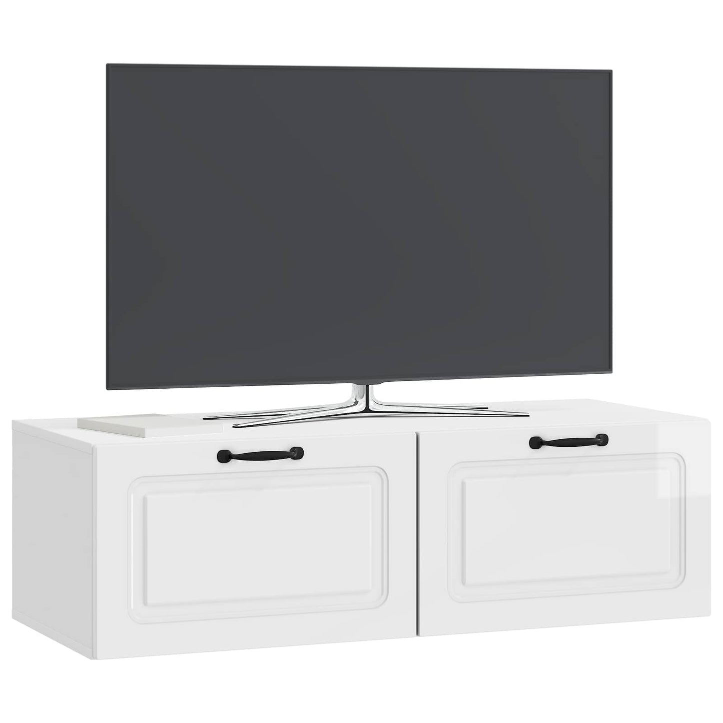 Fali TV szekrény Magasfényű Fehér 98 x 41 x 30 cm Szerelt Fa