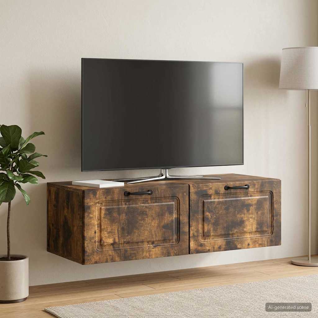 Fali TV szekrény Füstös Tölgy 98 x 41 x 30 cm Szerelt Fa