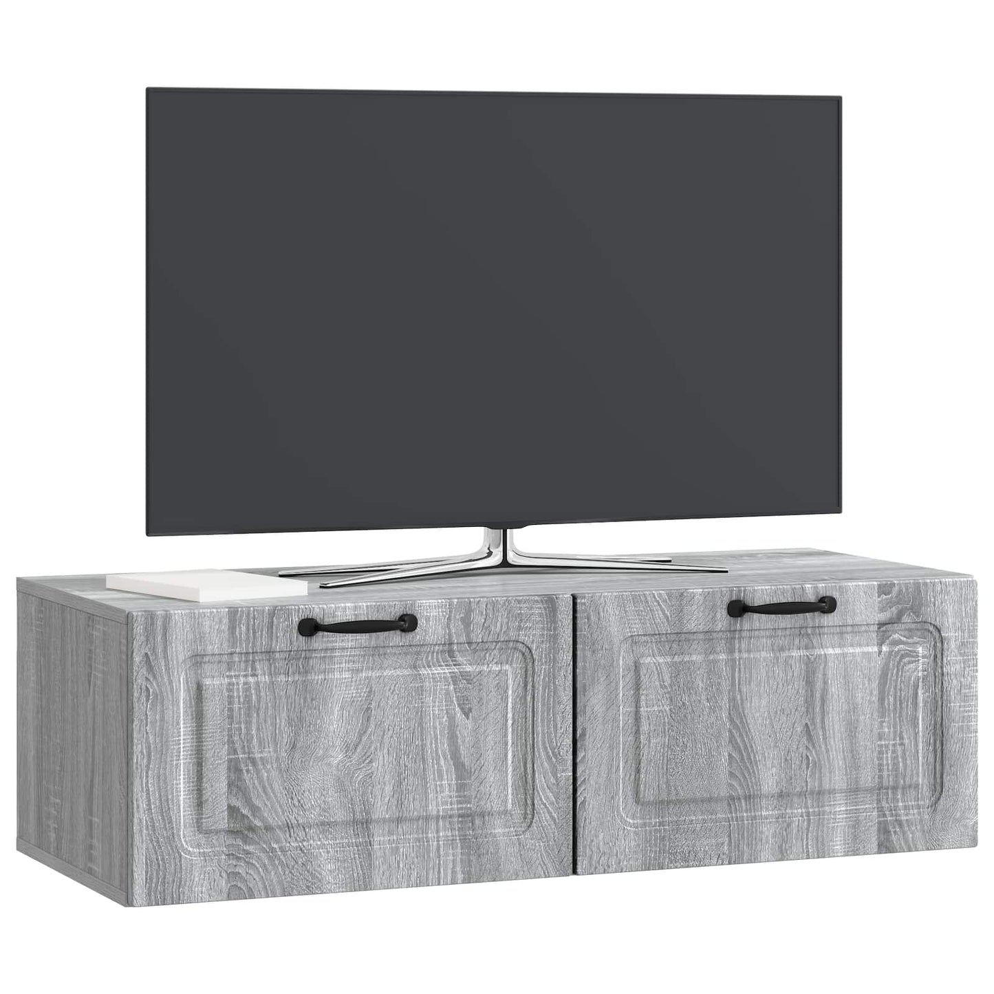 Fali TV szekrény Szürke Sonoma 98 x 41 x 30 cm Szerelt Fa