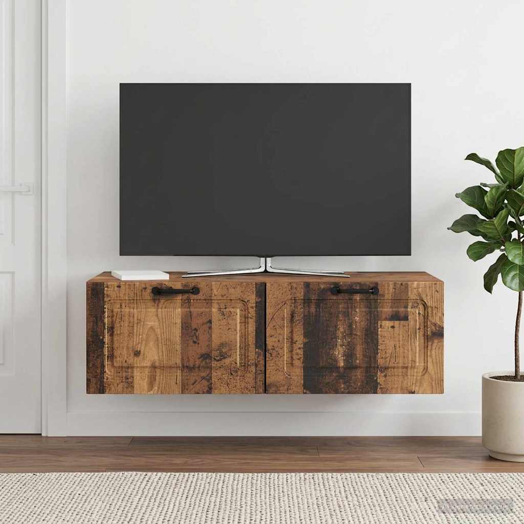 Fali TV szekrény Antik Fa 98 x 41 x 30 cm Szerelt Fa
