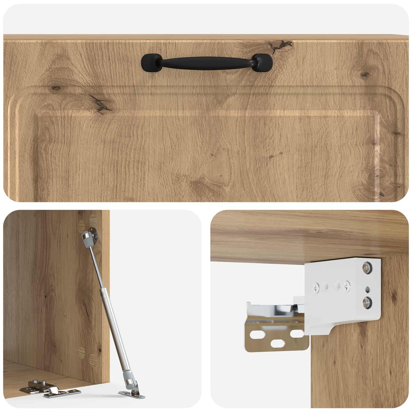 Fali TV szekrény 98 x 41 x 30 cm Kézműves Tölgy Szerelt Fa
