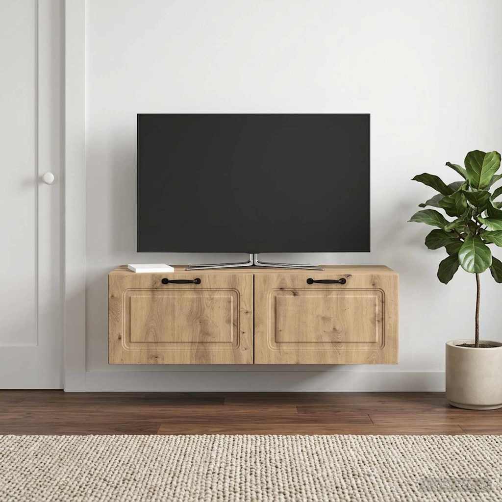 Fali TV szekrény 98 x 41 x 30 cm Kézműves Tölgy Szerelt Fa