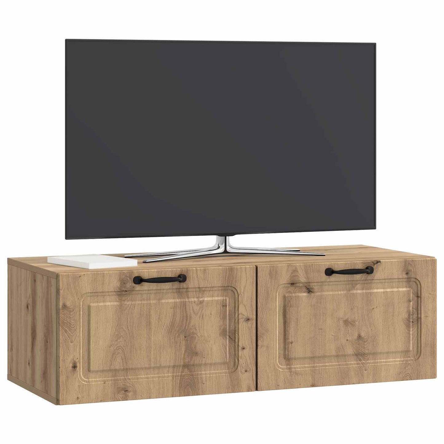 Fali TV szekrény 98 x 41 x 30 cm Kézműves Tölgy Szerelt Fa