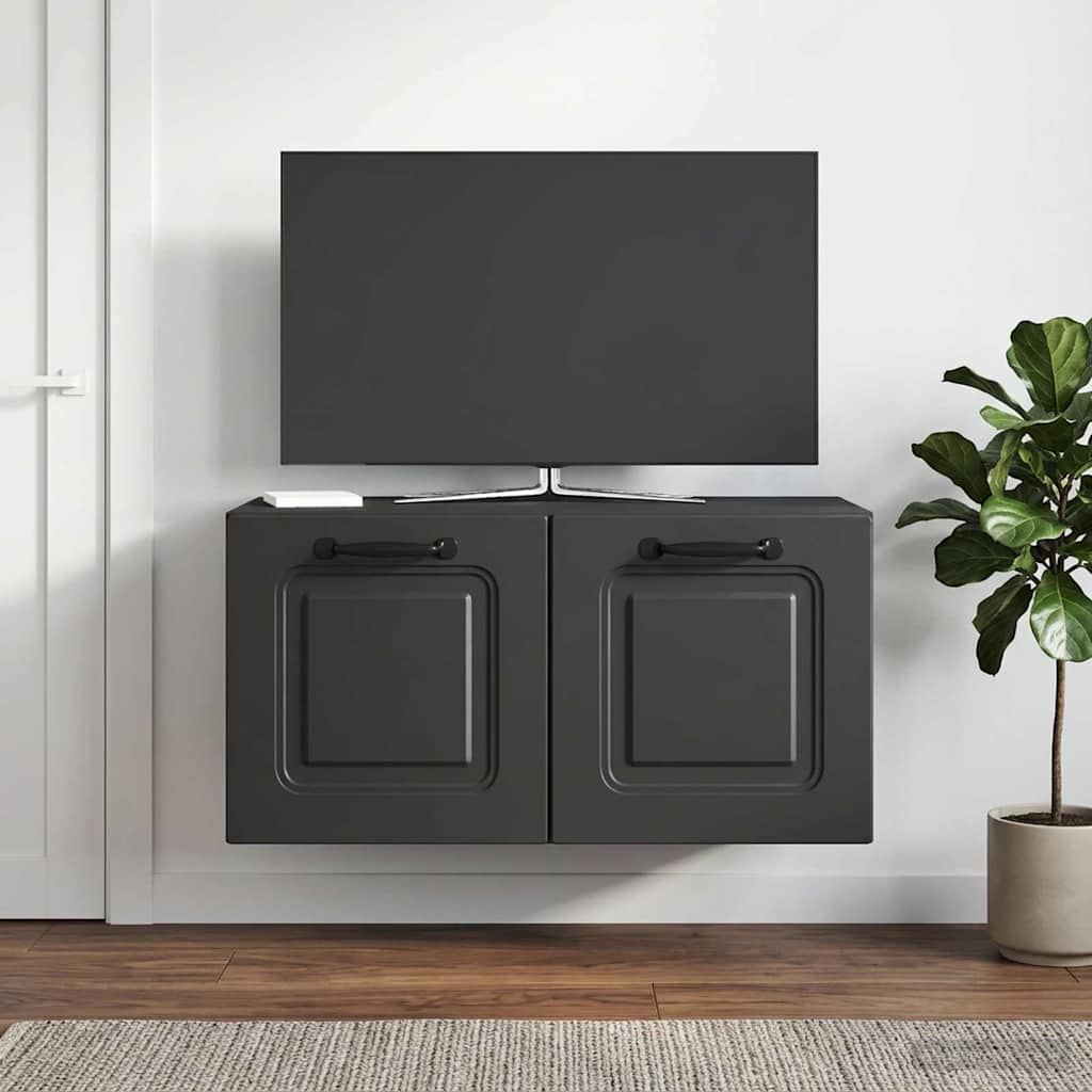 Fali TV szekrény Fekete 59,5 x 31 x 30 cm Szerelt Fa