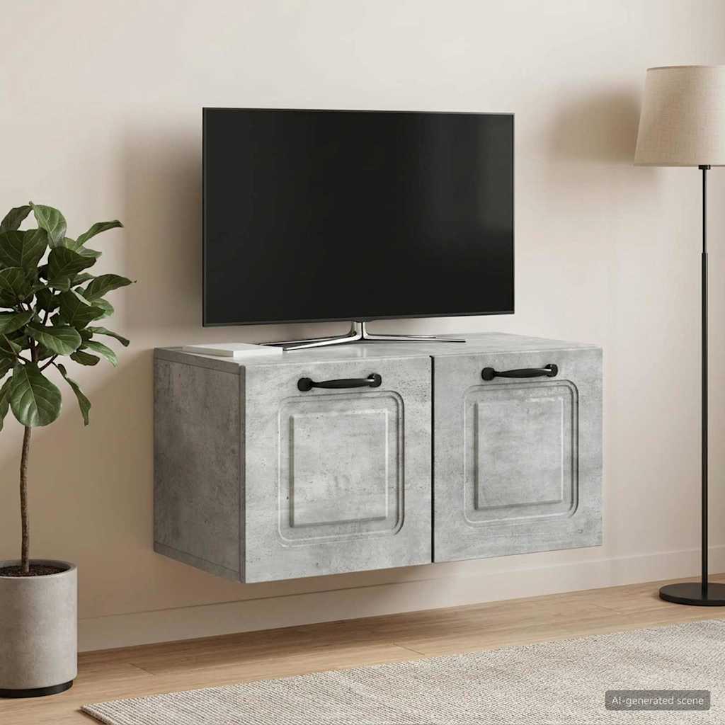 Fali TV szekrény Betonszürke 59,5 x 31 x 30 cm Szerelt Fa