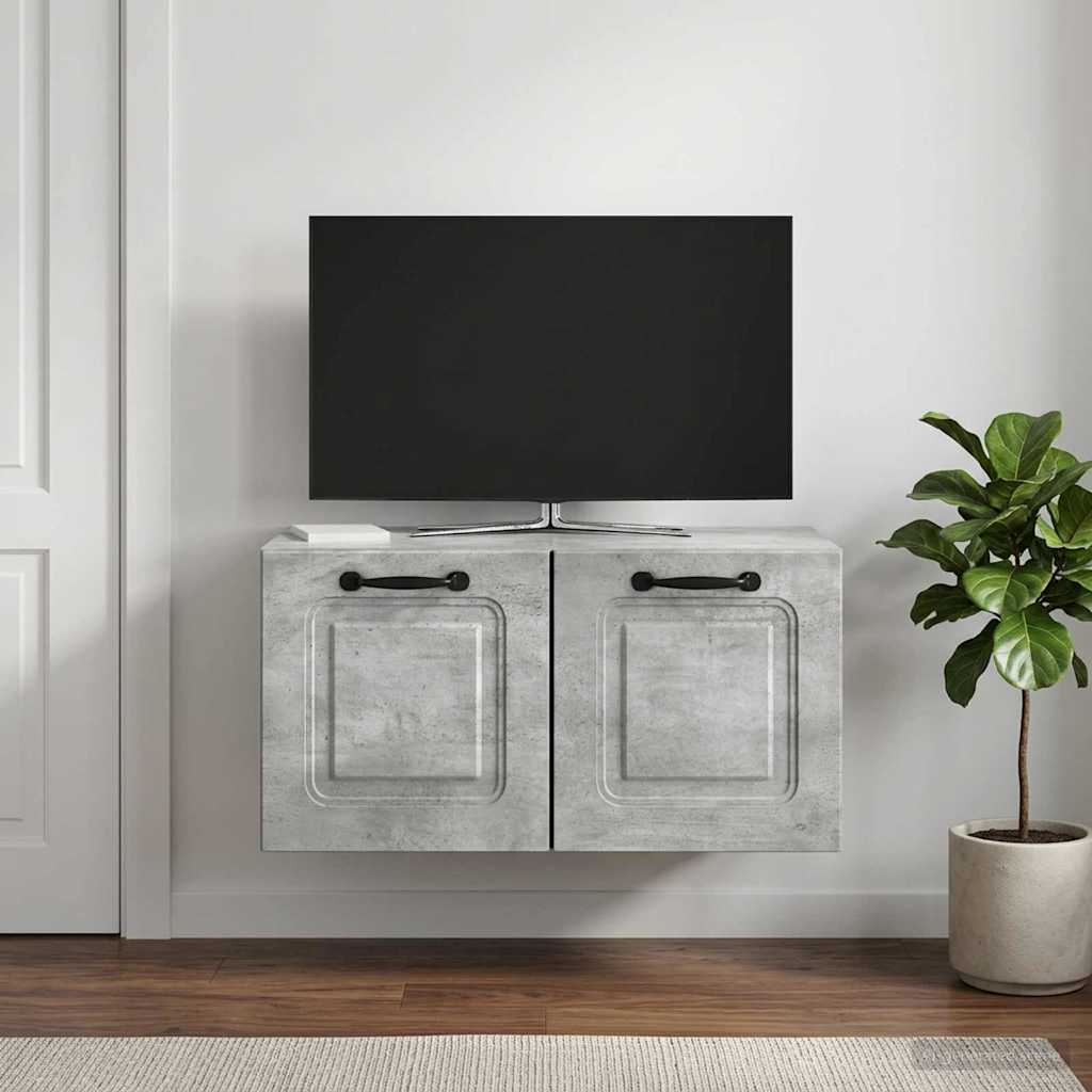 Fali TV szekrény Betonszürke 59,5 x 31 x 30 cm Szerelt Fa