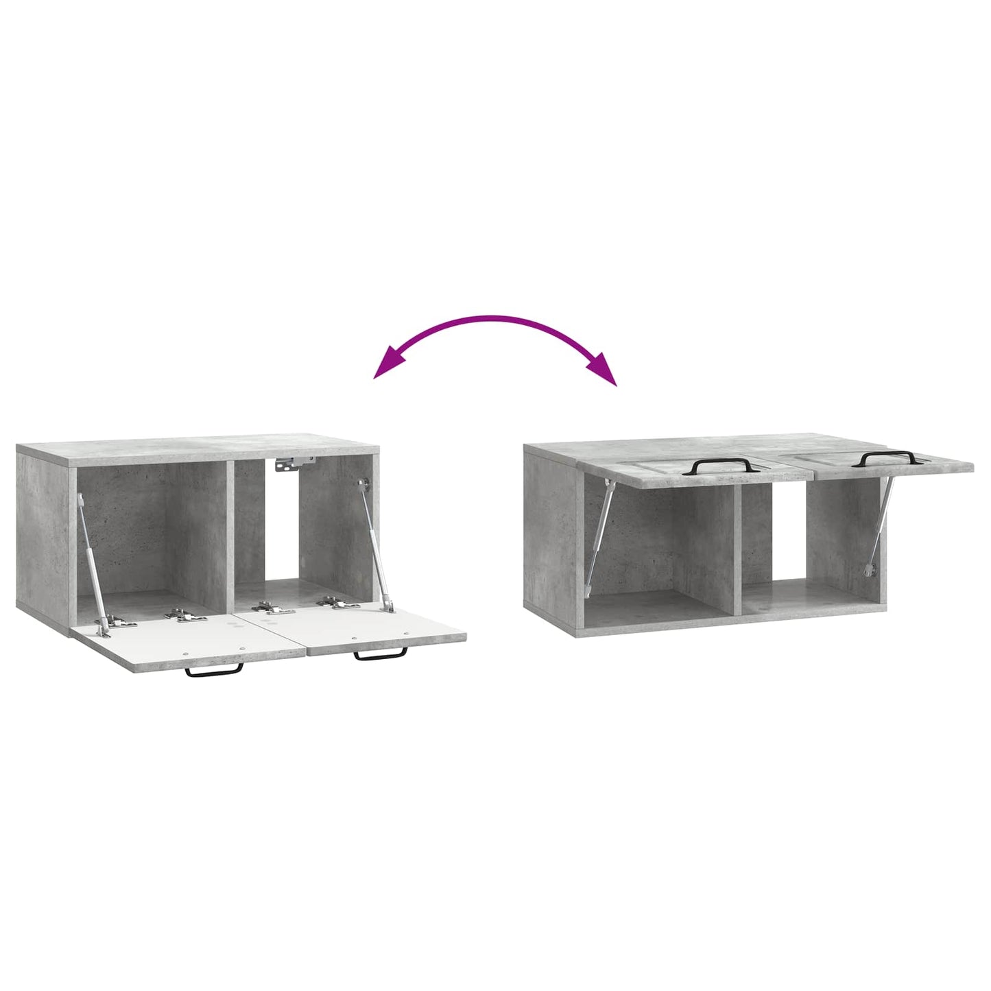 Fali TV szekrény Betonszürke 59,5 x 31 x 30 cm Szerelt Fa