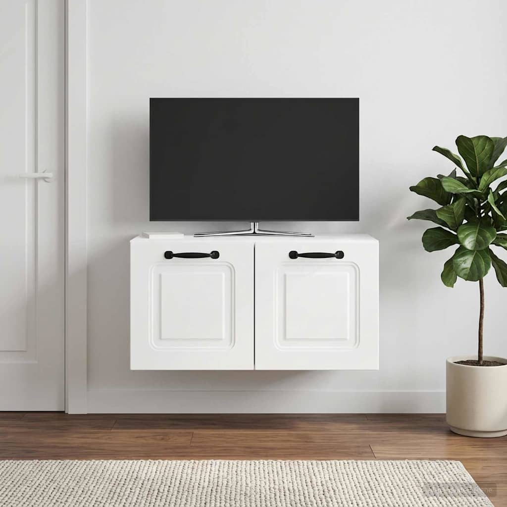Fali TV szekrény Magasfényű Fehér 59,5 x 31 x 30 cm Szerelt Fa