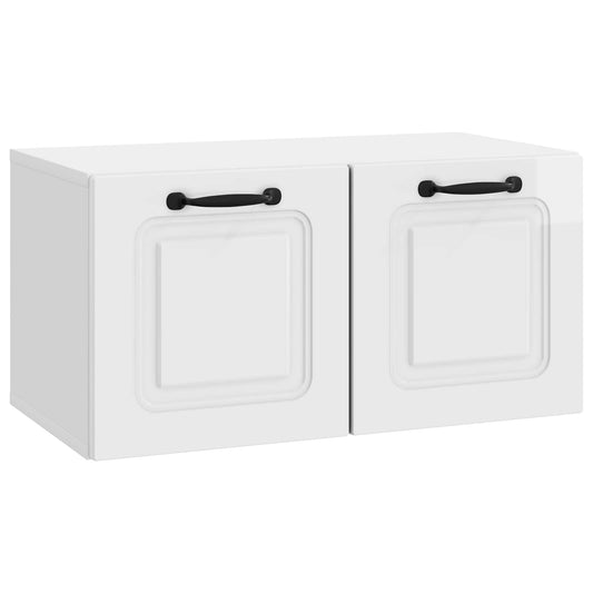 Fali TV szekrény Magasfényű Fehér 59,5 x 31 x 30 cm Szerelt Fa
