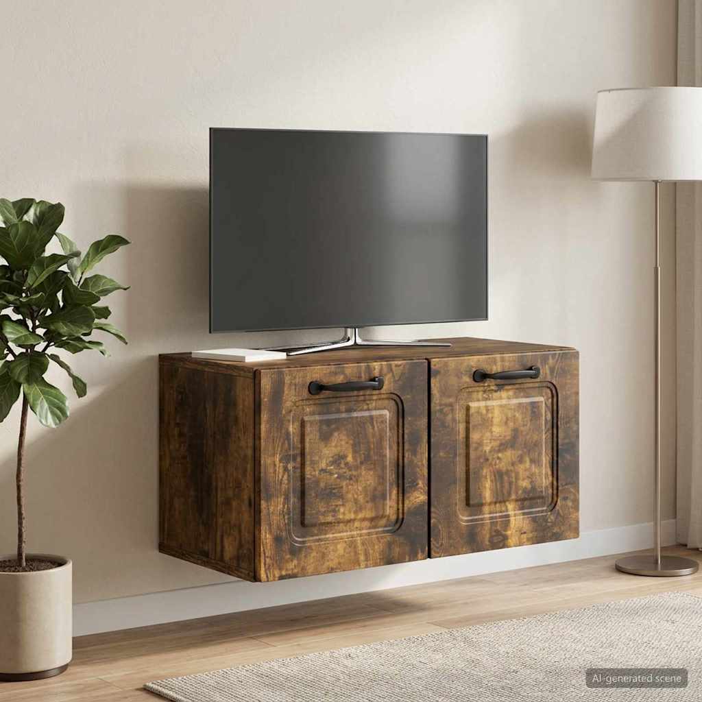 Fali TV szekrény Füstös Tölgy 59,5 x 31 x 30 cm Szerelt Fa