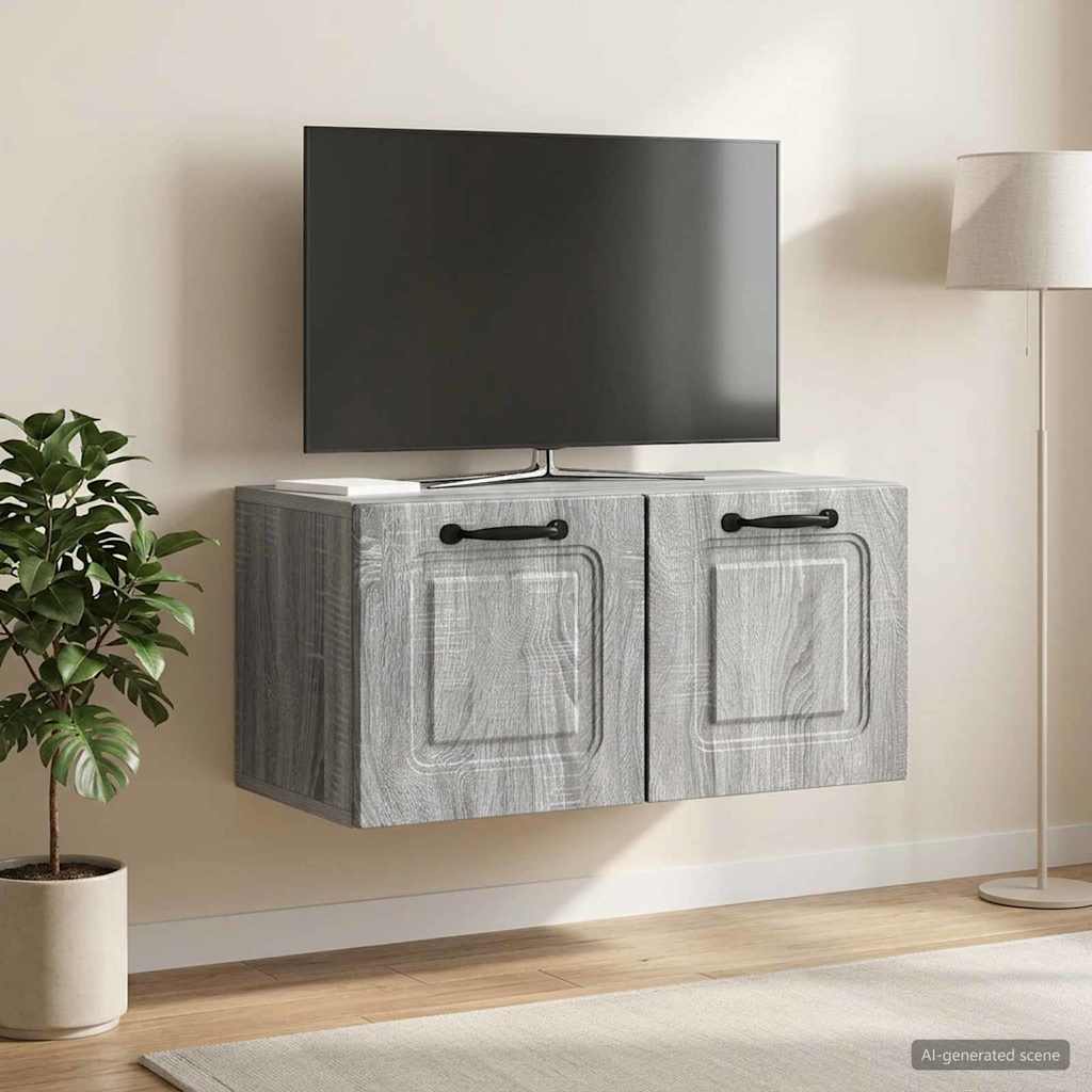 Fali TV szekrény Szürke Sonoma 59,5 x 31 x 30 cm Szerelt Fa